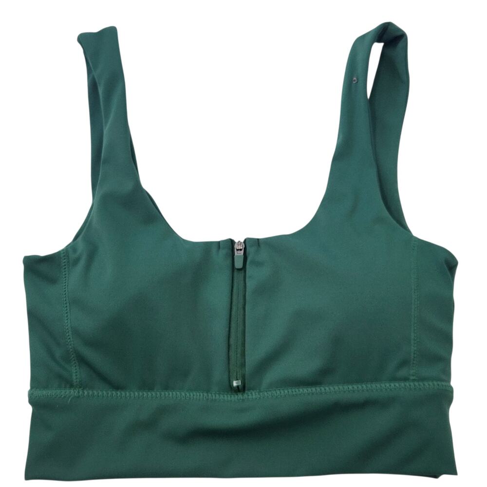 BODY Sports Bra XS Hunter Green Wireless Partial Zip Up Excellent Condition